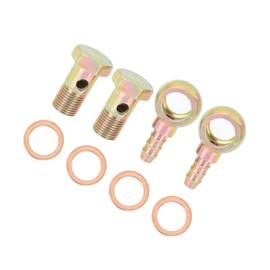 VekAuto 2 Sets 16mm Banjo Hose Barb Bolt Fitting Banjo Bolt Washer Bronze Tone Metal for Motorcycle Car Auto Accessories