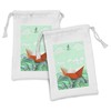 Ambesonne Ocean Fabric Pouch Set of 2, Navy Sealife with