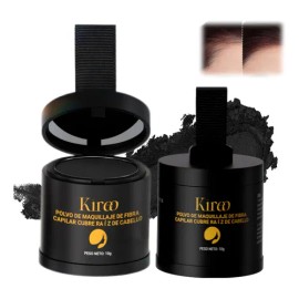 Kireo 2pcs Polvo De Maquillaje De Fibra Capilar Cubre Raz De Cabello 10g polvo para volumen de cabello                                                
