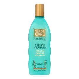 Vital Care Keratin Amazing Leave In Argan Oil Treatment - Gentle Keratin Complex Hair Treatment is Non-Stripping for Daily Use, Hydrating & Repairing – Abyssinian & Sunflower Oil and Silk Amino Acids