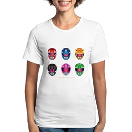 CafePress Power Rangers Helmet Icons Women's Deluxe T Shirt Women's Deluxe Graphic T-Shirt White