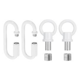 PATIKIL M10 Fine Thread Lamp Female Loop Holder with M12 Adapter Chain Quick Link, Lifting Eye Nut Hook Ring Structural Support to Chandelier, 44 lbs Load White Pack of 2