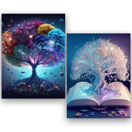 Daisen Art Pack of 2 Diamond Painting Kits-Trees Diamond Art Kits for Adults, DIY 5D Diamond Painting Kits for Adults, Kids, Beginners for Gift, Home, Wall Decoration (12 x 16 inches)