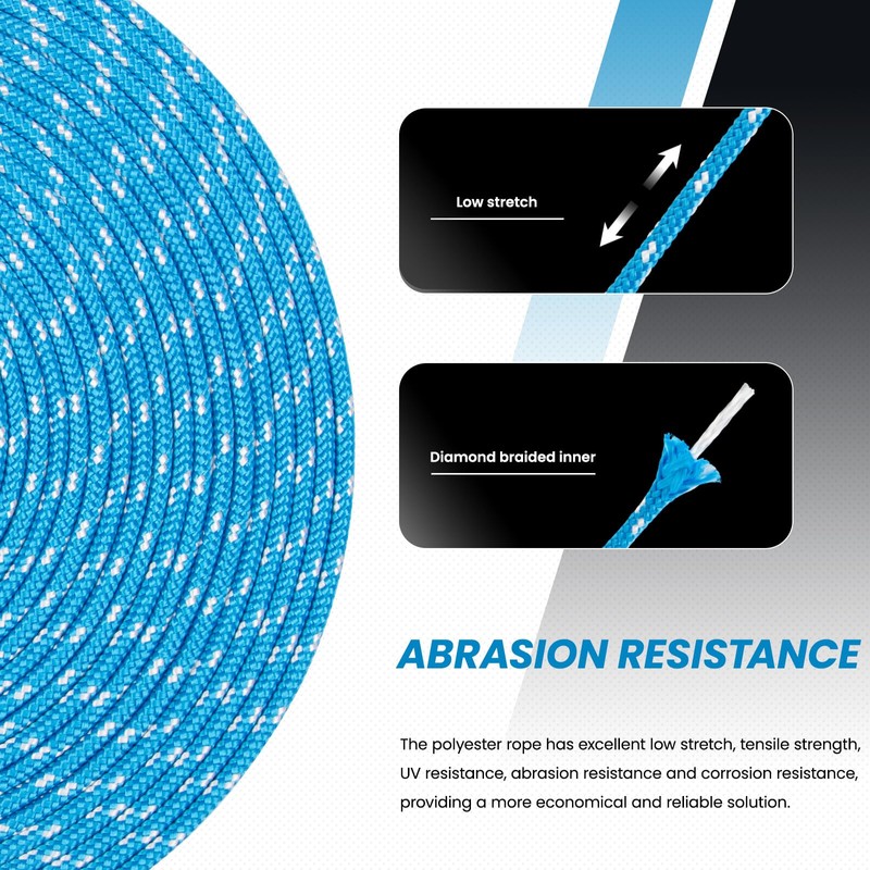 Abma Cord Braid Polyester Rope 4mm x 20m Dacron Polyester