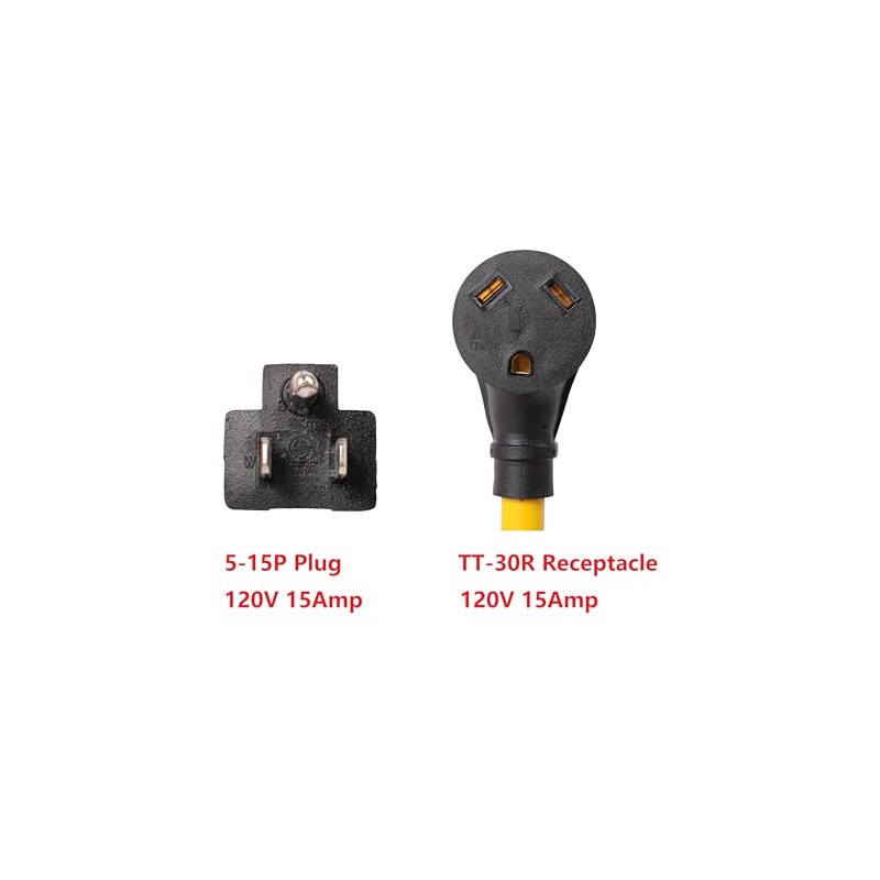NEMA 5-15P to TT-30R 120V 15 Amp 4 FT with