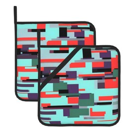 WHJYYXDE Pot Holders Sets of 2 8x8in Kitchen Heat Uncovering Durable Insulation Waterproof Fabric Striped Combination Prints