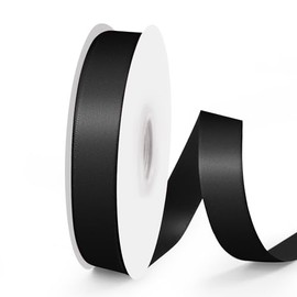 VISPAD Solid Double Face Fabric Ribbon, 5/8" X 25 Yards, Polyester Satin Ribbons Perfect for Crafts, Gift Package Wrapping, Wedding Decorations, Baby Shower - Black