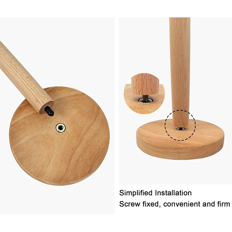 AIMALL Premium Beech Wood Roll Holder, 12.4-Inch Tall Kitchen Paper