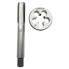 37/64-28(.578-28.578x28) Tap Die Set RH Right Hand Machine Screw Tap, 37/64-28 Tap Threading Tool 37/64X28 Die Round, 37/64-28 Thread Tap and Die RH Straight Fluted Machine