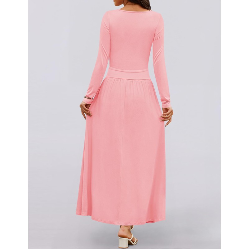 ZESICA Women's Long Sleeve Fall Maxi Dress 2025 Crewneck Knit
