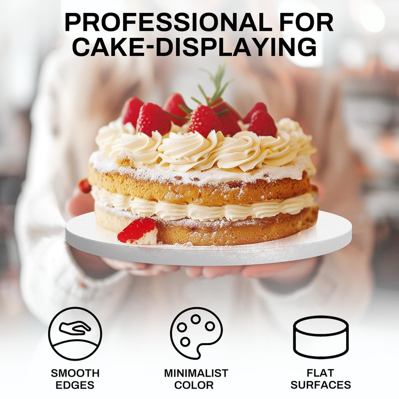 4 Pack 8 Inch Greaseproof Cake Drums, Round Solid Cakes
