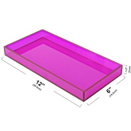 Acrylic Vanity Tray Decorative Bathroom Tray Perfume Jewelry Makeup Tray for Dresser Tops Small Desk Organizer Candle Sink Tray for Counter, Purple