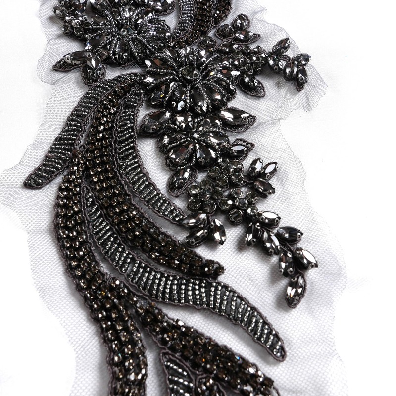 Hand-Made Beaded Rhinestons DIY Clothing Appliques Patch,Beaded Applique for Wedding