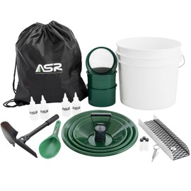 ASR Outdoor Mini Pocket Aluminum Sluice Box with Bucket Portable Gold Panning Kit, 20pc
