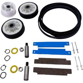 Dryer Repair Kit - Includes 12001541 Rollers, 306508 Dryer Tumbler Bearing Kit, WP6-3700340 Idler Pulley & WP33002535 Spring - Fix Squeaking/Non-Tumbling Dryers