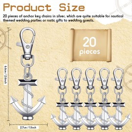 Yinkin Silver Anchor Keychain Ocean Themed Keychain Wedding Favors for Guests Nautical Party Favors Souvenirs Gifts(20 Pcs)