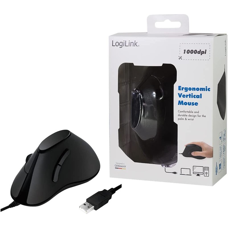 LogiLink ID0158 ergonomic vertical mouse Black