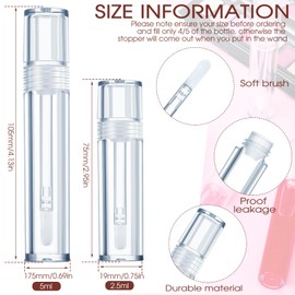 Hsei 100 Pcs Empty Lip Gloss Tubes Bulk Heavy Duty Gloss Tubes with Wand Clear Lips Balm Containers Refillable Cosmetic Bottles with Rubber Stoppers for Eyelash Growth Liquid DIY Makeup Girls (2.5 ml)
