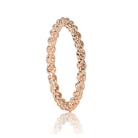 FAIRY COUPLE 18K Rose Gold Plated Brass Twisted Rope Rings for Women, 2mm Dainty Stackable Braided Eternity Band R348 (6.5)