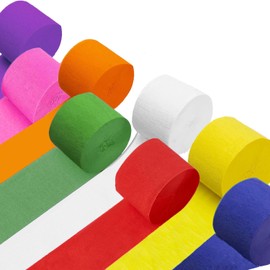 Crepe Paper Streamers 8 Rolls 656ft Rainbow Streamers Party Decorations Birthday Streamers，for Baby Shower Wedding Decorations DIY Art Craft Supplies (1.8Inch x 82Ft/Roll)