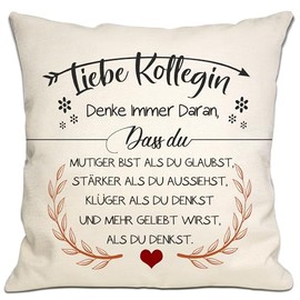 Bommex Du mutiger bist als du glaubst Cushion Covers for Female Colleagues Inspirational Gift for Colleague Leave Appreciation Gift Birthday (Colleague-1)