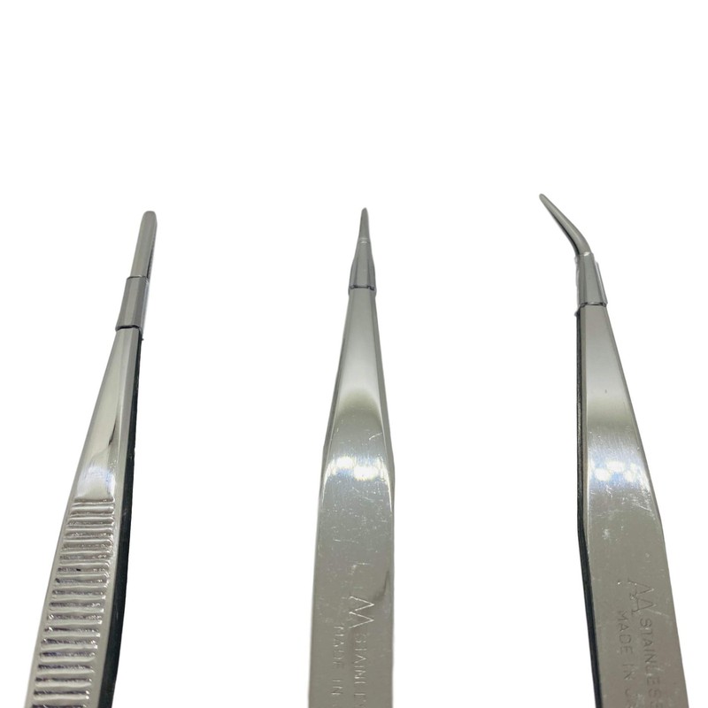 ANEX No. 1093 Tweezers Stainless Steel with Case, Set of