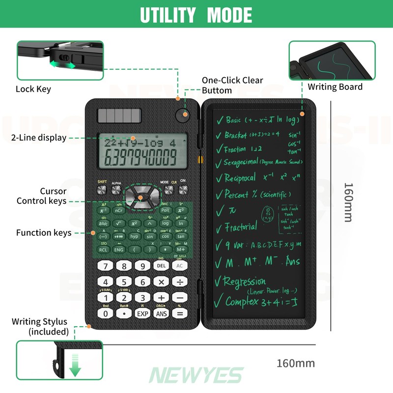 NEWYES Scientific Calculator 82 MS, 401 Functions & 2-Line Display