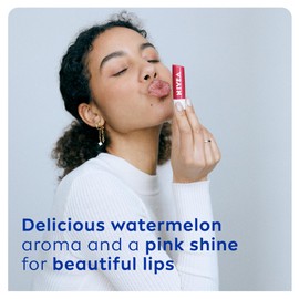 NIVEA Watermelon Shine Lip Balm (4.8g), Flavoured Lip Balm with Shea Butter, Natural Oils and Vitamins, Provides 24h Moisture and a Pink Shine, Vegan Lip Care Formula