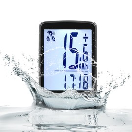 AMFUN Bike Computer Wireless,2.4 inch LCD Screen Auto Backlight,Universal 24 Functions,IPX6 Waterproof, Bicycle Speedometer and Odometer, Suitable for cycling