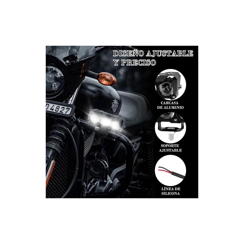 Exploradoras LED Auxiliares para Moto, 2 Piezas, 18000LM, 3 Modos