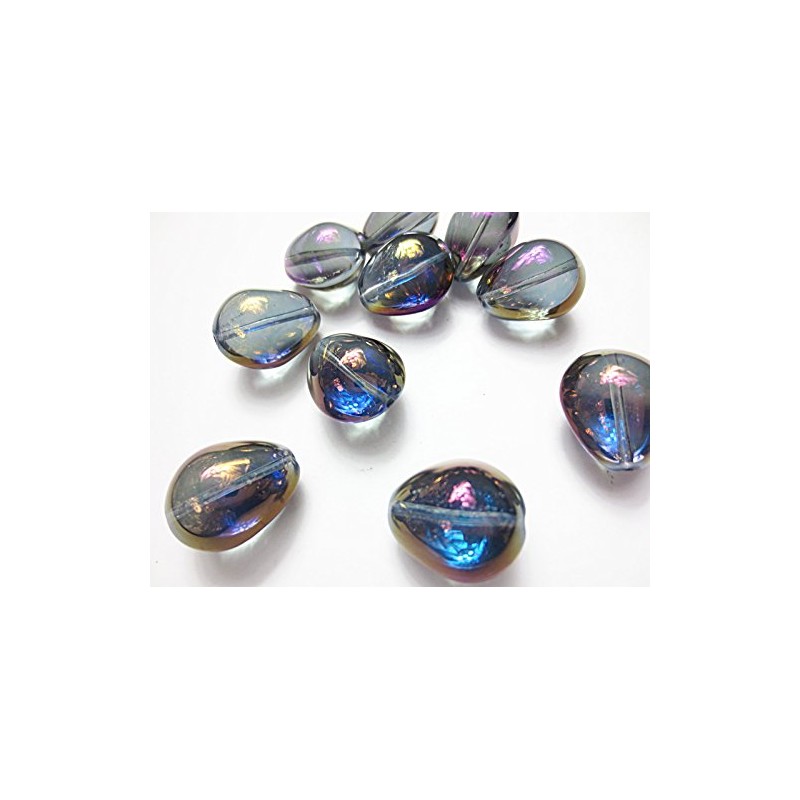 10 Pcs Teardrop Aurora Crystal Glass Beads Purple 17mm Accessory