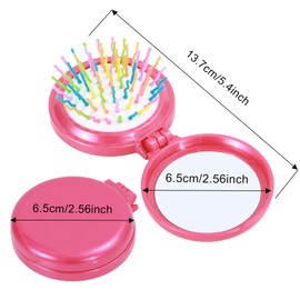 ONLYFU Hair Brush, 8 Pcs Folding Travel Mirror Hair Brushes Round, Compact Portable Hair Brush with Mini Mirror for Women Girls