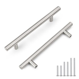 Probrico 6 Pack Brushed Nickel Kitchen Cabinet Pulls 4 inch Hole Centers Pull Handle, Stainless Steel Drawer Handles for Cupboard and Closet