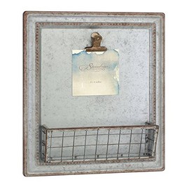 Stonebriar Beach House Galvanized Metal Wall Decor with Basket, 15.2" x 13.2", Grey