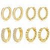 Halora 4 Pairs Hoop Earrings Gold Silver Set Small Cubic