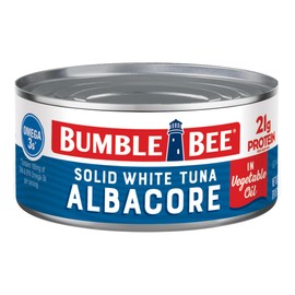 Bumble Bee Solid White Albacore Tuna in Oil, 12 oz Can - Wild Caught Tuna - 21g Protein per Serving, High in Omega-3s - Non-GMO Project Verified, Gluten Free, Kosher