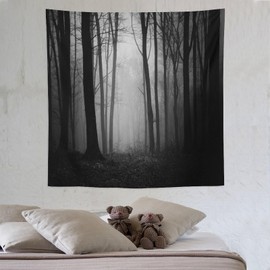ZhiRain Dark Forest Tapestry Wall Hanging Gothic Style Trees Woods Foggy Mysterious Nature Tapestries Home Decor for Living Room Bedroom Kitchen Farmhouse Dorm 60"x60"
