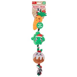 YöL Carrot, Sprout and Pudding Plush Rope Christmas Dog Toy Indoor Outdoor Dog Puppy Squeak Toy Tug of War Xmas Gift Present Christmas Dinner