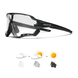 KINGSEVEN Cycling Glasses for Men Women Bicycle Sports MTB Road Bike Sunglasses Photochromic Lenses LS-911 (LS911-Photochromic Black)