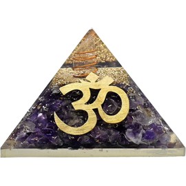 Large Orgone Pyramid | Amethyst Pyramid Crystal | Holistic OM Orgonite Pyramid | Organ Pyramids Positive Energy Healing