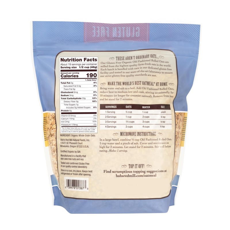 Bob's Red Mill Gluten Free Organic Old Fashioned Rolled Oats,