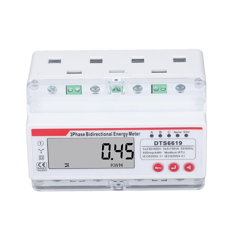 3 Phase 4 Wire Energy Meter LCD Display Multifunctional Button