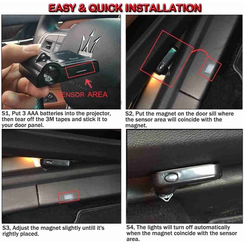 2Pcs Car Door Lights Funny Projector Ghost Shadow Lights, Laser