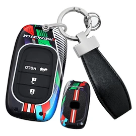ontto luminous car key fob cover fit for Honda HR-V CR-V Accord Civic Pilot Sport SI EX-L EX Touring 2025 2024 2023 2022 key holder Metal Shell case keyring keychain Accessories 3 buttons trunk Black