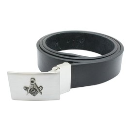 Gamekeepers Cottage gifts Masonic Pewter Cut Out Stylish Men's Black Leather Belt and Buckle Set Gift 230