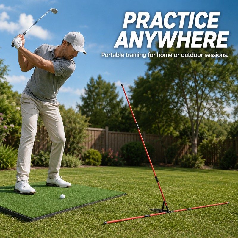 Golf Swing Alignment Trainer for Practice – Adjustable Fiberglass Rod