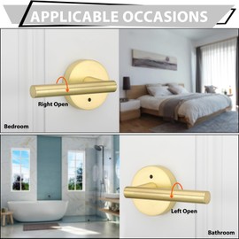 Haidms 2 Pack Gold Door Handles - Brushed Gold Interior Door Lever, Bathroom/Bedroom Privacy Door Handle, Heavy Duty Modern Style