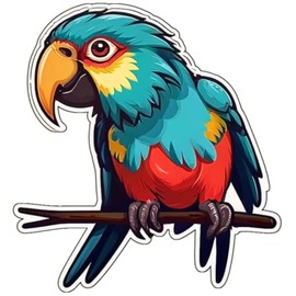 Cute Parrot Stickers for Water Bottle 3in, 3Pcs Waterproof Vinyl Kawaii Animal Stickers for Laptop Skateboard Scrapbooking Journal Luggage Bike Phone, Parrot Stickers for Kids Adults.(V3)