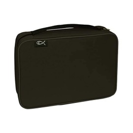 Divinity Boutique Canvas Bible Case - Black Bible Cover for Men and Women - Fabric Zippered Bag with Pockets for. Fits Bibles up to 9" x 6.25" x 1.25"