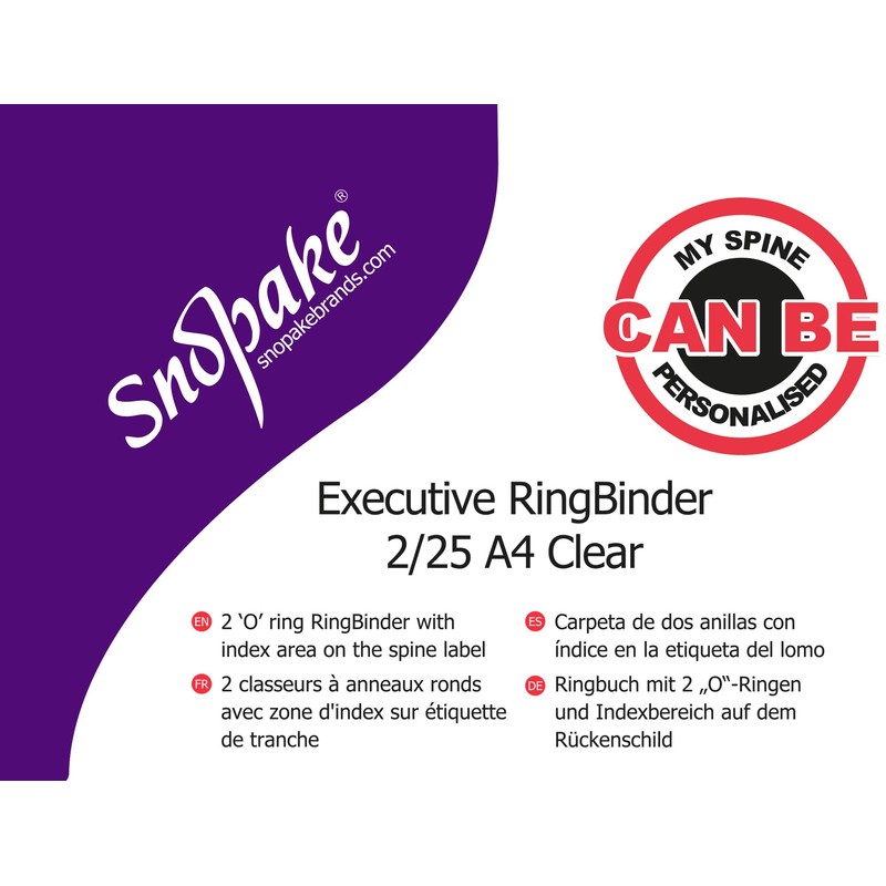 Snopake A4 25mm Executive Ring Binder - Clear